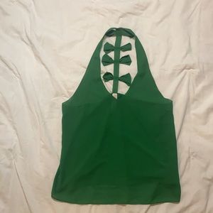 Coveted clothing Emerald green razorback tank top with bows size small